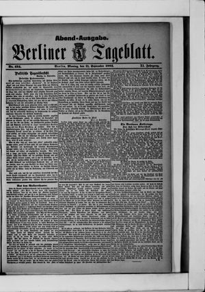 Berliner Tageblatt und Handels-Zeitung vom 11.09.1882