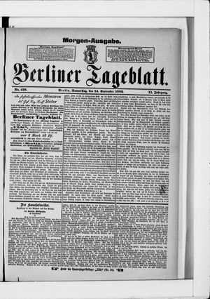 Berliner Tageblatt und Handels-Zeitung vom 14.09.1882