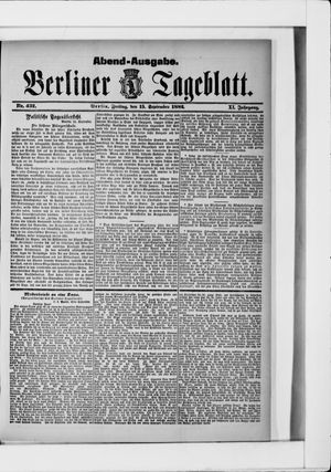 Berliner Tageblatt und Handels-Zeitung vom 15.09.1882