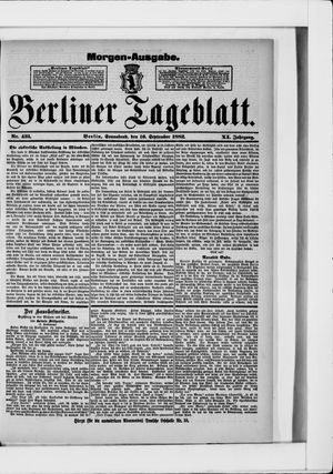 Berliner Tageblatt und Handels-Zeitung vom 16.09.1882