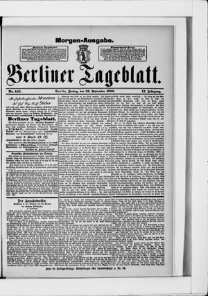Berliner Tageblatt und Handels-Zeitung vom 22.09.1882