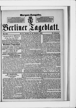 Berliner Tageblatt und Handels-Zeitung vom 26.09.1882