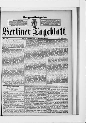 Berliner Tageblatt und Handels-Zeitung vom 27.09.1882