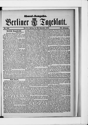 Berliner Tageblatt und Handels-Zeitung on Sep 29, 1882