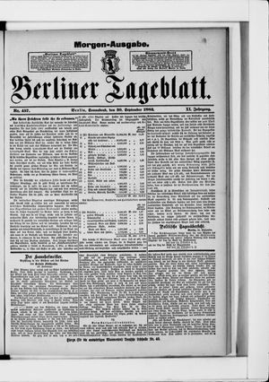 Berliner Tageblatt und Handels-Zeitung vom 30.09.1882