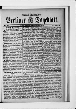 Berliner Tageblatt und Handels-Zeitung on Sep 30, 1882