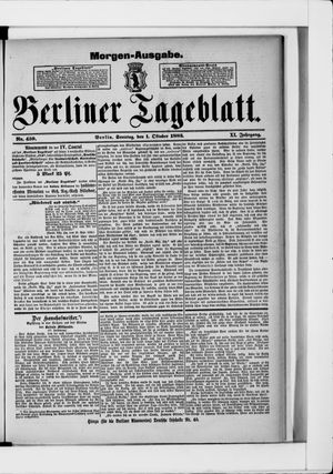 Berliner Tageblatt und Handels-Zeitung vom 01.10.1882