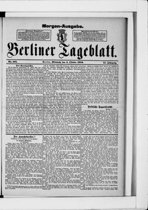 Berliner Tageblatt und Handels-Zeitung on Oct 4, 1882