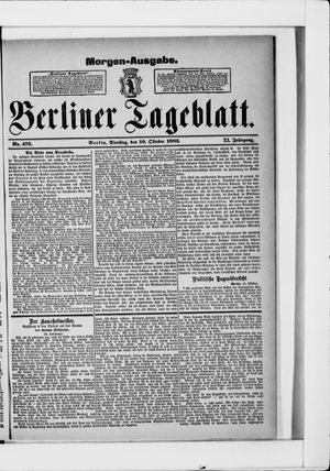 Berliner Tageblatt und Handels-Zeitung on Oct 10, 1882