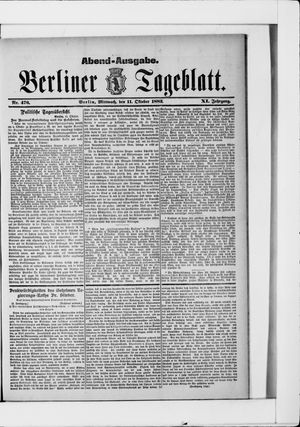 Berliner Tageblatt und Handels-Zeitung vom 11.10.1882