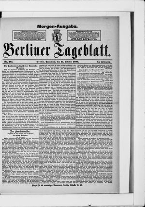 Berliner Tageblatt und Handels-Zeitung vom 14.10.1882