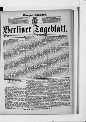 Berliner Tageblatt und Handels-Zeitung vom 15.10.1882