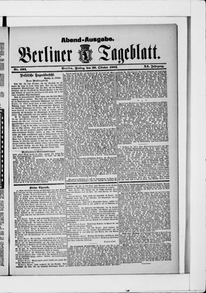 Berliner Tageblatt und Handels-Zeitung vom 20.10.1882