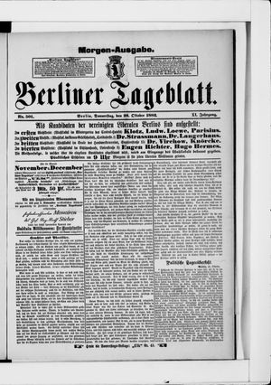 Berliner Tageblatt und Handels-Zeitung vom 26.10.1882