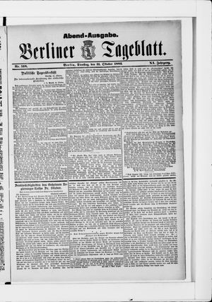 Berliner Tageblatt und Handels-Zeitung vom 31.10.1882