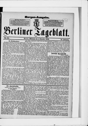 Berliner Tageblatt und Handels-Zeitung on Nov 1, 1882