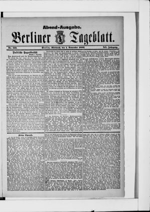 Berliner Tageblatt und Handels-Zeitung vom 01.11.1882