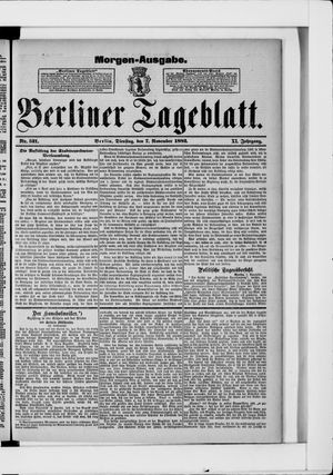 Berliner Tageblatt und Handels-Zeitung vom 07.11.1882
