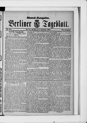 Berliner Tageblatt und Handels-Zeitung vom 07.11.1882