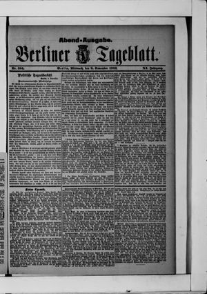 Berliner Tageblatt und Handels-Zeitung vom 08.11.1882