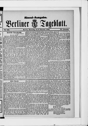 Berliner Tageblatt und Handels-Zeitung vom 09.11.1882