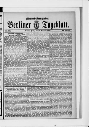Berliner Tageblatt und Handels-Zeitung vom 10.11.1882