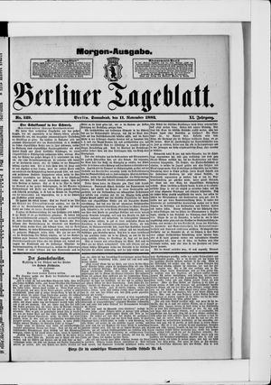 Berliner Tageblatt und Handels-Zeitung vom 11.11.1882