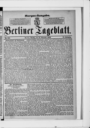 Berliner Tageblatt und Handels-Zeitung vom 14.11.1882