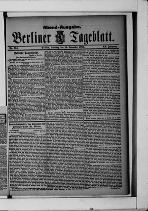 Berliner Tageblatt und Handels-Zeitung vom 14.11.1882