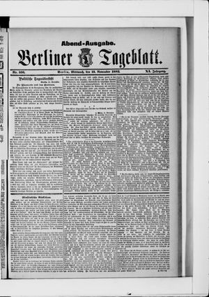 Berliner Tageblatt und Handels-Zeitung vom 15.11.1882