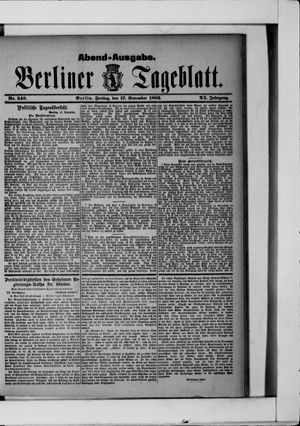Berliner Tageblatt und Handels-Zeitung vom 17.11.1882