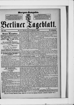 Berliner Tageblatt und Handels-Zeitung vom 19.11.1882