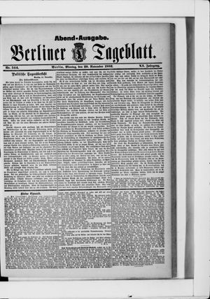 Berliner Tageblatt und Handels-Zeitung vom 20.11.1882