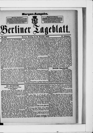 Berliner Tageblatt und Handels-Zeitung vom 21.11.1882