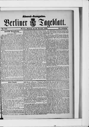 Berliner Tageblatt und Handels-Zeitung vom 22.11.1882