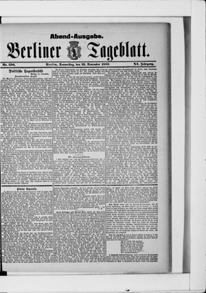 Berliner Tageblatt und Handels-Zeitung vom 23.11.1882