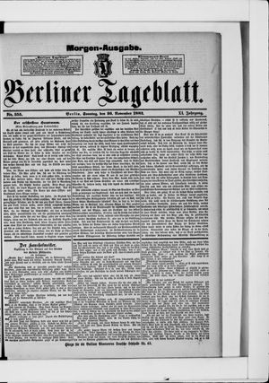 Berliner Tageblatt und Handels-Zeitung vom 26.11.1882