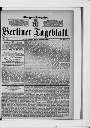 Berliner Tageblatt und Handels-Zeitung vom 28.11.1882