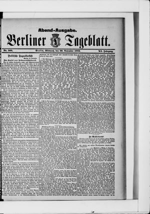 Berliner Tageblatt und Handels-Zeitung vom 29.11.1882