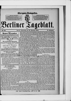 Berliner Tageblatt und Handels-Zeitung vom 30.11.1882