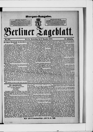 Berliner Tageblatt und Handels-Zeitung vom 07.12.1882