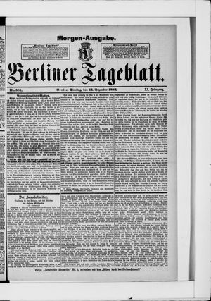 Berliner Tageblatt und Handels-Zeitung vom 12.12.1882