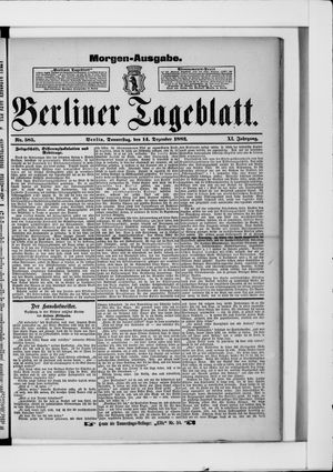 Berliner Tageblatt und Handels-Zeitung on Dec 14, 1882