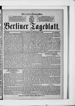 Berliner Tageblatt und Handels-Zeitung on Dec 16, 1882