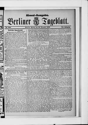 Berliner Tageblatt und Handels-Zeitung vom 22.12.1882