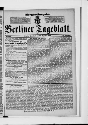 Berliner Tageblatt und Handels-Zeitung vom 30.12.1882