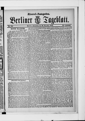 Berliner Tageblatt und Handels-Zeitung vom 30.12.1882