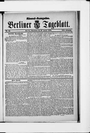 Berliner Tageblatt und Handels-Zeitung on Jan 27, 1883