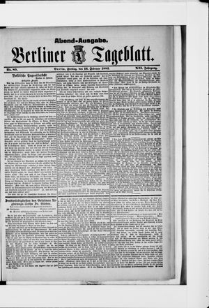 Berliner Tageblatt und Handels-Zeitung vom 16.02.1883