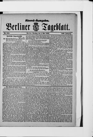 Berliner Tageblatt und Handels-Zeitung on May 1, 1883